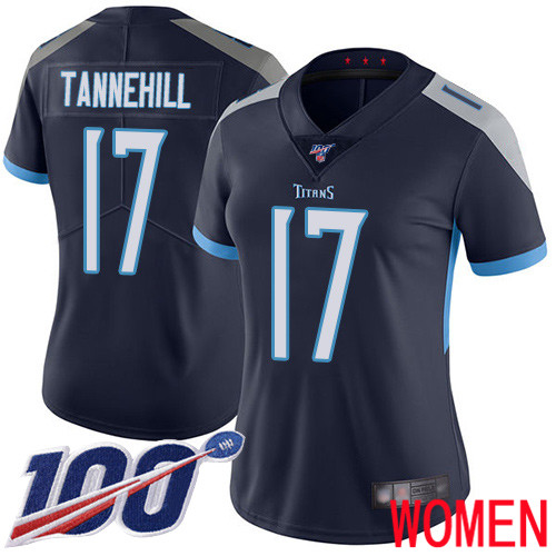 Tennessee Titans Limited Navy Blue Women Ryan Tannehill Home Jersey NFL Football #17 100th Season Vapor Untouchable